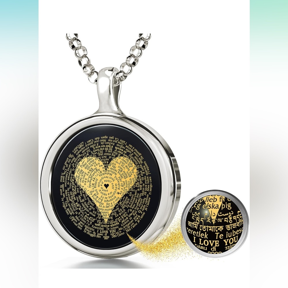 925 Sterling Silver I love you Pendant Nano Jewelery